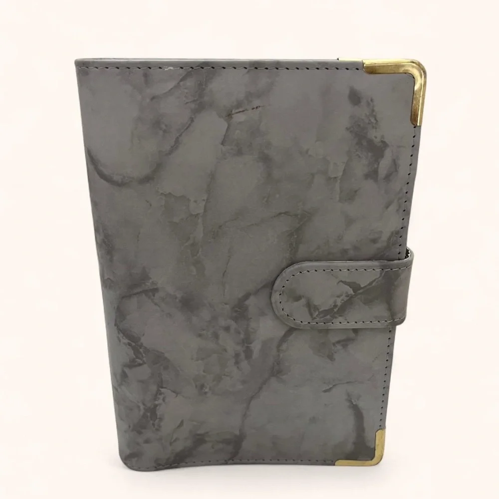 Gray White Marble Magnetic Clip Closure Budget Binder Savings Challenge